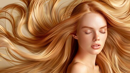 Caramel honey hair background  smooth, shiny, healthy texture for design concepts