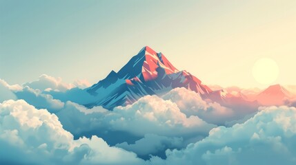 mountain peaks above the clouds. - obrazy, fototapety, plakaty
