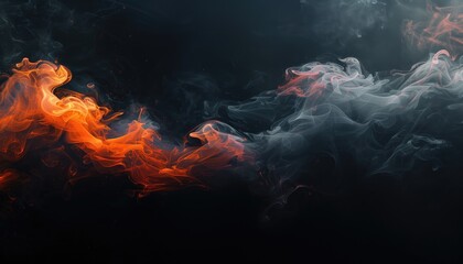 A close up of smoke resembling dark clouds rising from a fire - obrazy, fototapety, plakaty