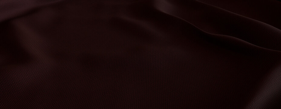 Deep Plum Red Textile with Ripples and Folds. Luxury Surface Background.