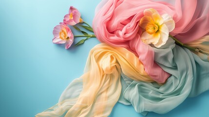 Light and airy scarves or shawls featuring fashionable pastel colors for spring, adding a delicate and stylish accent to your seasonal wardrobe.