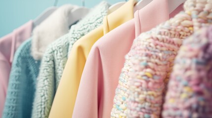 Spring's sweetness, Fashionable women's clothing adorned in delicate pastel hues, reflecting the gentle beauty of the season and exuding timeless elegance.