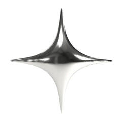 Realistic 3d chrome metal shape star in Y2K style on transparent background. Vector illustration © MariiaMart