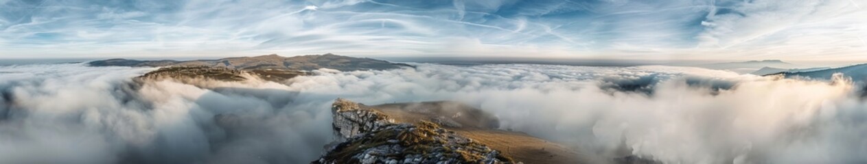 mountain peaks above the clouds.
