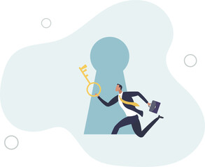 job offer or career opportunity, unlock key to solve problem, leadership key success .flat vector illustration.