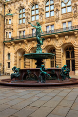Hygieia fountain in courtyard of Hamburg City Hall in Germany