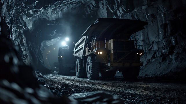 Massive Coal Hauling Truck. Coal and copper or silver mine.