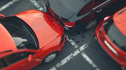 Small accident on a car parking. - obrazy, fototapety, plakaty