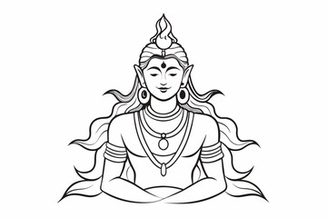 Lord Shiva simpllord Shiva simple outline an white background