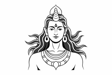 Lord Shiva simpllord Shiva simple outline an white background