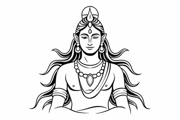 Lord Shiva simpllord Shiva simple outline an white background