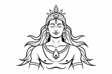 Lord Shiva simpllord Shiva simple outline an white background