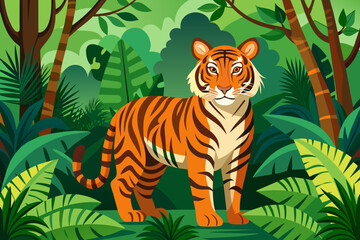 Tiger in the jungle vector illustration 