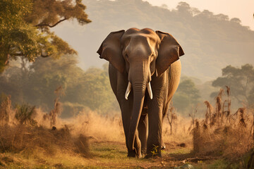 Fototapeta premium Indian Elephant, roaming India's national parks
