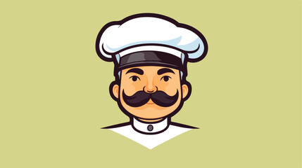 Chef hat with cute mustaches hand drawn icon 2d fla