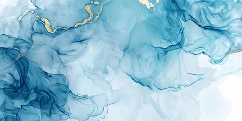 Naklejka premium Abstract Aquamarine Marble Texture with Gold Accents