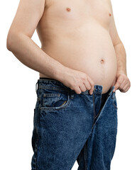 Naklejka premium Fat mans body measurements. Type with increased fat deposition and fullness. A concept for showing obesity, metabolic syndrome. Isolated on white.