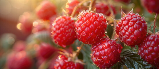 Juicy red raspberries ripe for picking