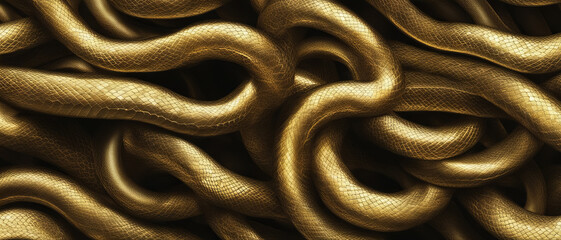 Golden snake knots background