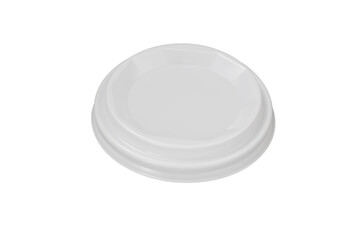White plastic cap. Plastic lid for a cup. Plastic.