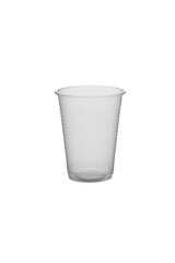 Plastic cups for drinks. Plastic cup isolated on white background. Disposable cup.