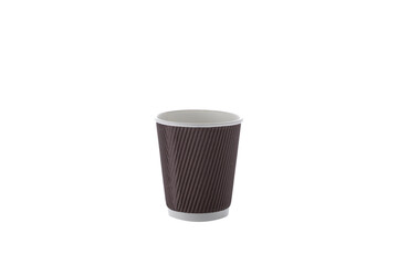 Paper cups for drinks. Brown Paper cup isolated on white background. Disposable cup.