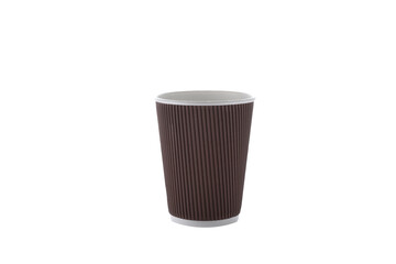 Paper cups for drinks. Brown Paper cup isolated on white background. Disposable cup.