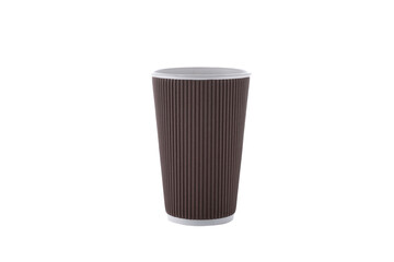 Paper cups for drinks. Brown Paper cup isolated on white background. Disposable cup.