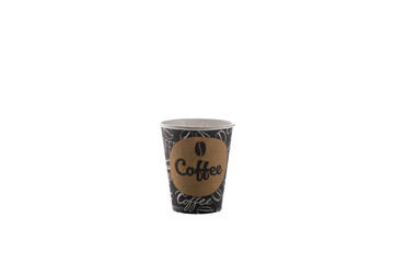 Paper cups for drinks. Coffee paper cup isolated on white background. Disposable cup.