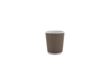 Paper cups for drinks. Brown Paper cup isolated on white background. Disposable cup.