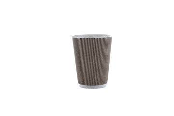 Paper cups for drinks. Brown Paper cup isolated on white background. Disposable cup.