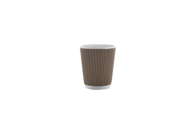 Paper cups for drinks. Brown Paper cup isolated on white background. Disposable cup.