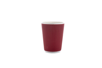 Paper cups for drinks. Red Paper cup isolated on white background. Disposable cup.