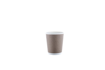 Paper cups for drinks. Corrugated paper cup isolated on white background. Paper cups for drinks. Disposable cup.