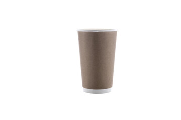 Paper cups for drinks. Corrugated paper cup isolated on white background. Paper cups for drinks. Disposable cup.