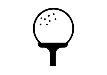 Icono negro de pelota de golf en soporte. - obrazy, fototapety, plakaty