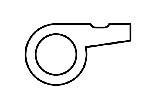 Icono negro de silbato en fondo blanco.