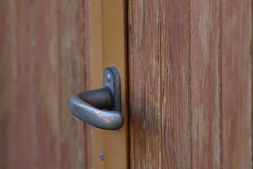 Garage door handle close up