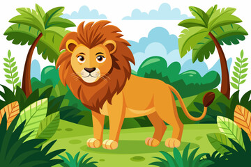 Lion in the jungle vector