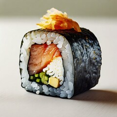 Roll of sushi on light background