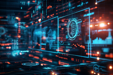 Fototapeta premium a creative generic photo representing the concept of technological crypto, electronic screens, and futuristic style