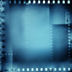 Film negatives frames blue background