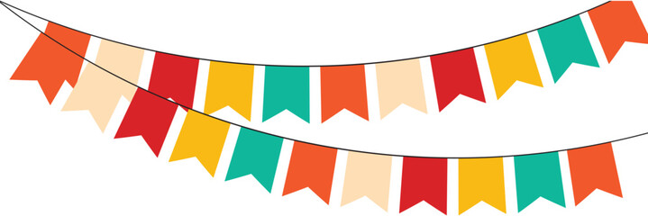 Carnival garland with flags. Decorative colorful party pennants for birthday celebration, festival and fair decoration