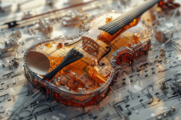 An amalgamation of musical notes and instruments, symbolizing the harmony and rhythm of music....