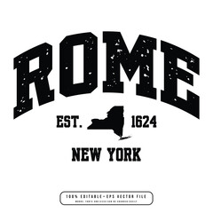 Rome text effect vector. Editable college t-shirt design printable text effect vector	