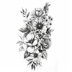 flower, plant, nature, vector, vase, floral, illustration, leaf, tree, spring, flowers, sketch, blossom, bouquet, branch, decoration, drawing, art, design, garden, bloom, summer, flora, beauty, black