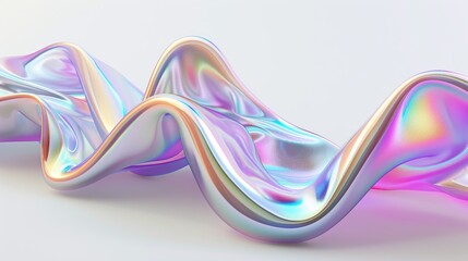 Holograph color texture with foil effect on a white background, Colorful wavy glossy surfaces with iridescent reflections. - obrazy, fototapety, plakaty
