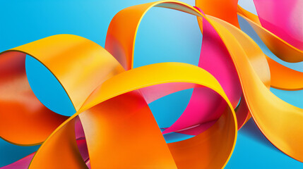 3D colorful curved ribbon Abstract bright geometry