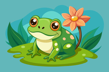 Frog baby with flower vector 