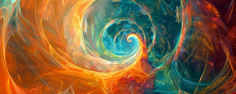 Abstract fiery swirl fractal art